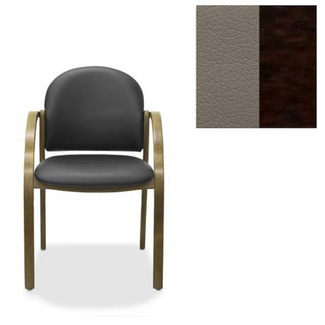 Офисный стул Юнитекс Джуно экокожа премиум серо-коричневая CN6/дерево-венге