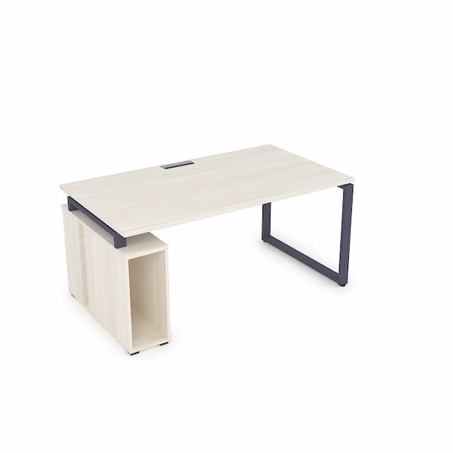 Стол с тумбой под системный блок АЛСАВ Gloss ССБ-O.994 ivory/графит