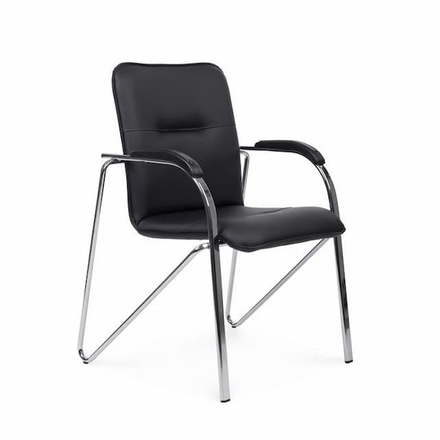 Стул с пластиковыми подлокотниками Riva Chair Самба (SMB-03H хром гальв.) черный