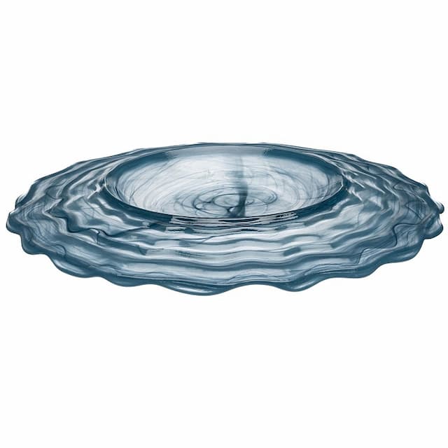 Тарелка ARDACAM Osho ARD 2457.47 d 27 см h 2 см (стекло, цвет / декор бирюзовый с белым)