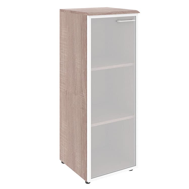 Шкаф колонка Skyland с стеклянной дверью в алюминиевой раме (L) и топом WMC 42.7(L) дуб сонома 432х432х1184 