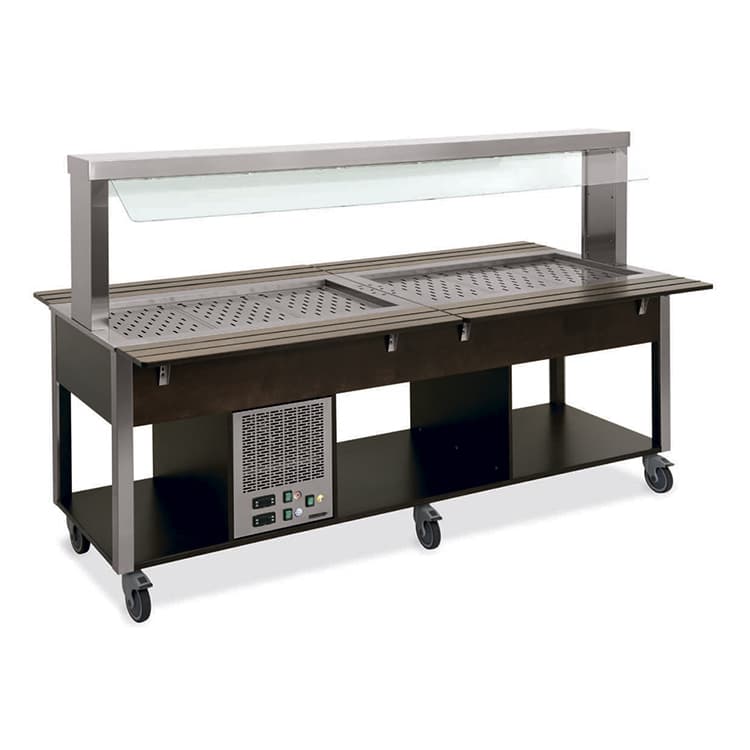 Стол Шведский комбинированный (защитное стекло статичное) MetalCarrelli 6920.5F2-RAL (цвет по RAL) 